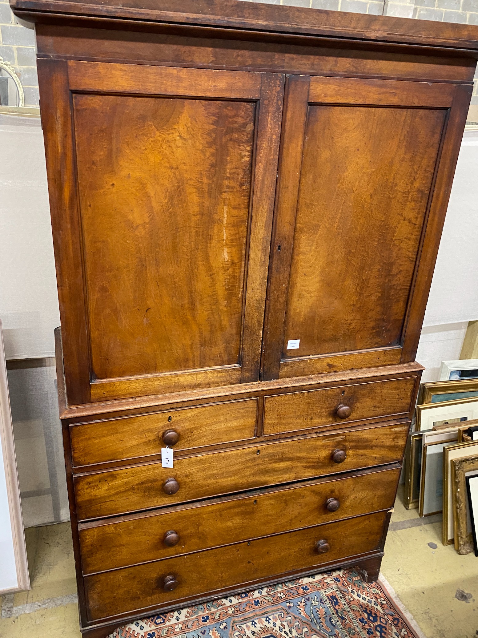 A Victorian mahogany linen press, length 122cm, depth 60cm, height 210cm